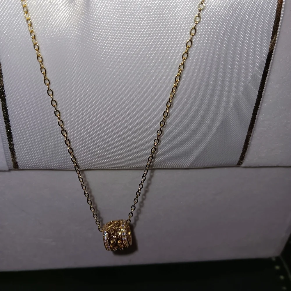 Gold plated bead necklace with pendant